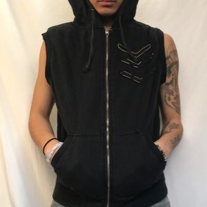 Heritage Black Zip Up Hooded Vest